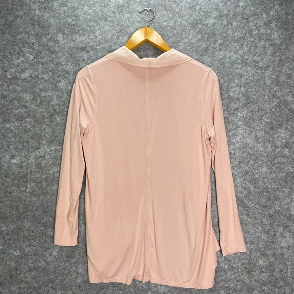 Lauren Ralph Lauren Womens Cardigan PL Petite Large Pink Open Front Chiffon Trim - Picture 10 of 10